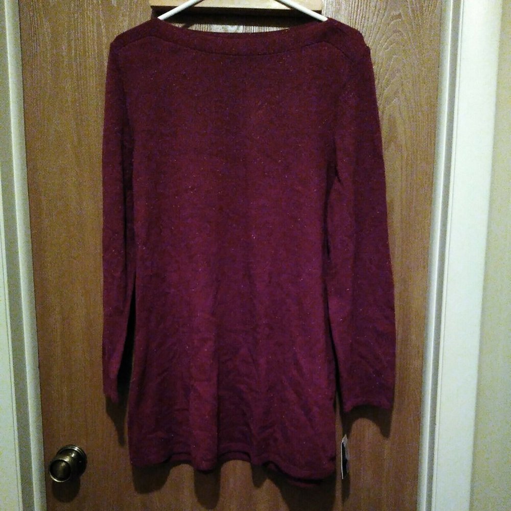 Karen Scott Plus Size Speckled Boat Neck Womens 0X Red Tunic Pullover Sweater